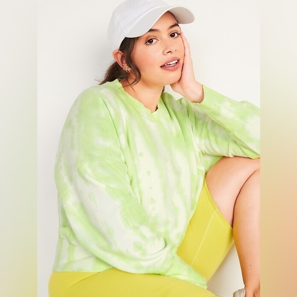 NEW! Loose Tie-Dye Cropped Crew-Neck Sweatshirt for Women - Size 2X ♠️